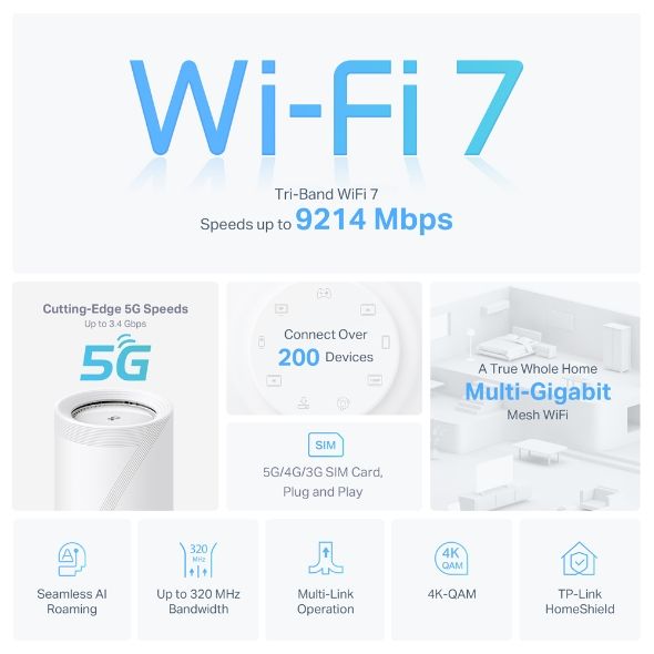TP-Link Deco BE65 BE9300 Whole Home Mesh WiFi 7 System