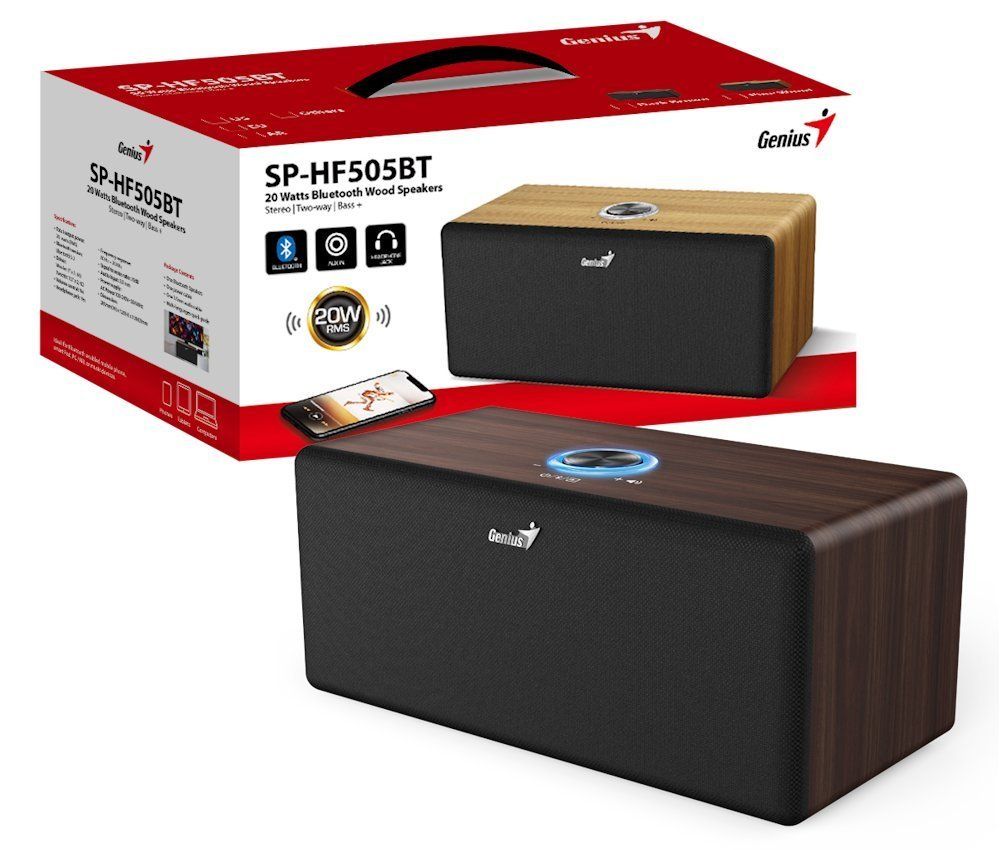 Genius SP-HF505BT Bluetooth Speaker Dark Brown Wood