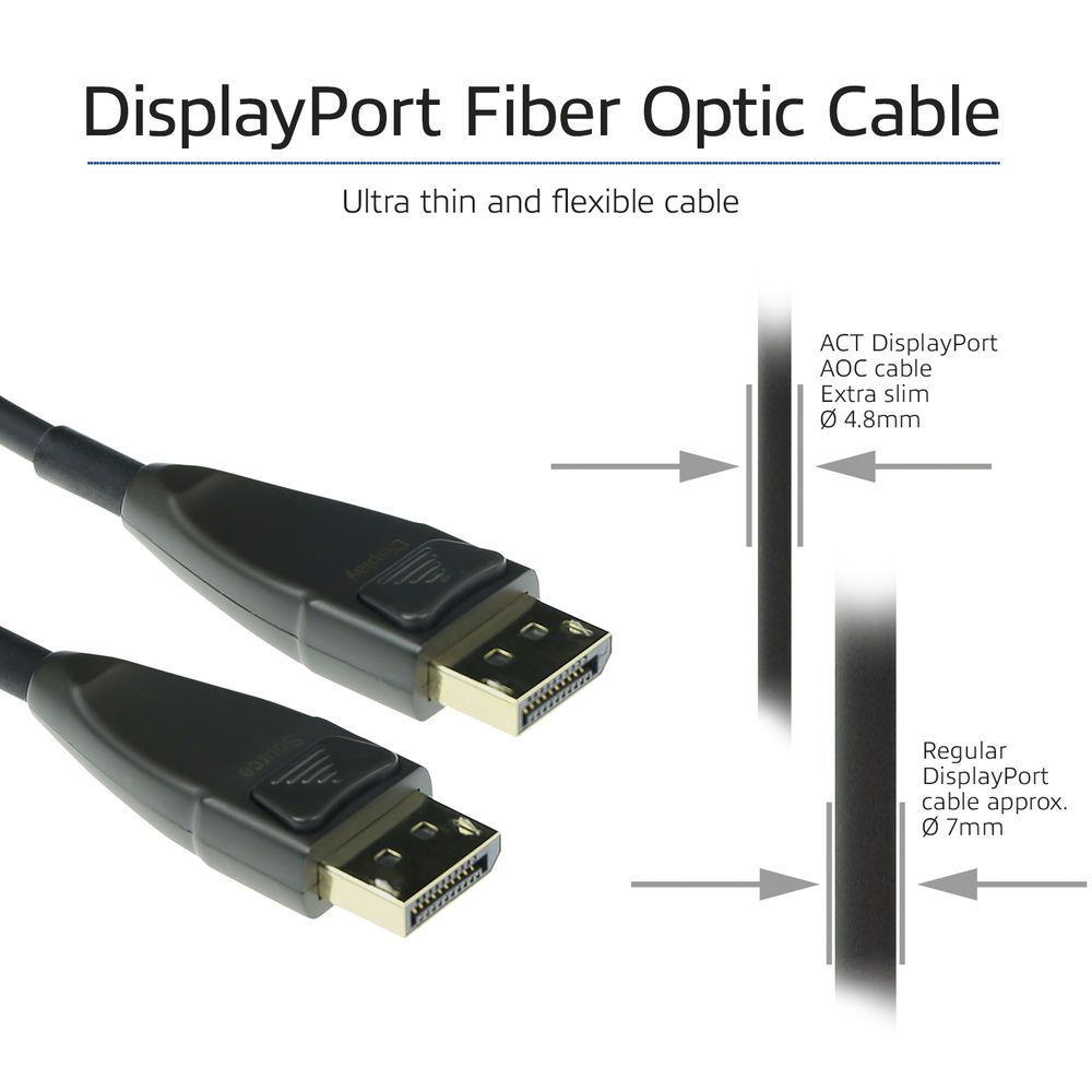 ACT DisplayPort Active Optical Cable DisplayPort male to DisplayPort male 15m Black