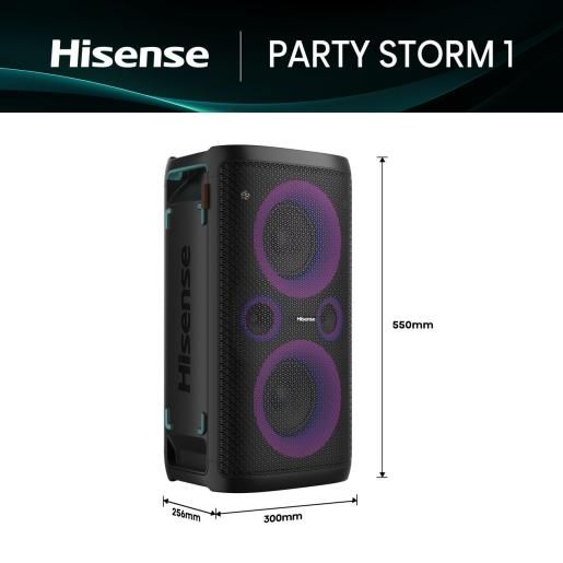 Hisense Party Storm1 300W Bluetooth Speaker + 2 Microphone Black