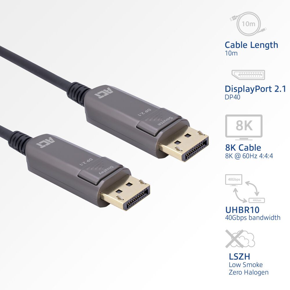 ACT 8K DisplayPort Active Optical Cable male/male 10m Black