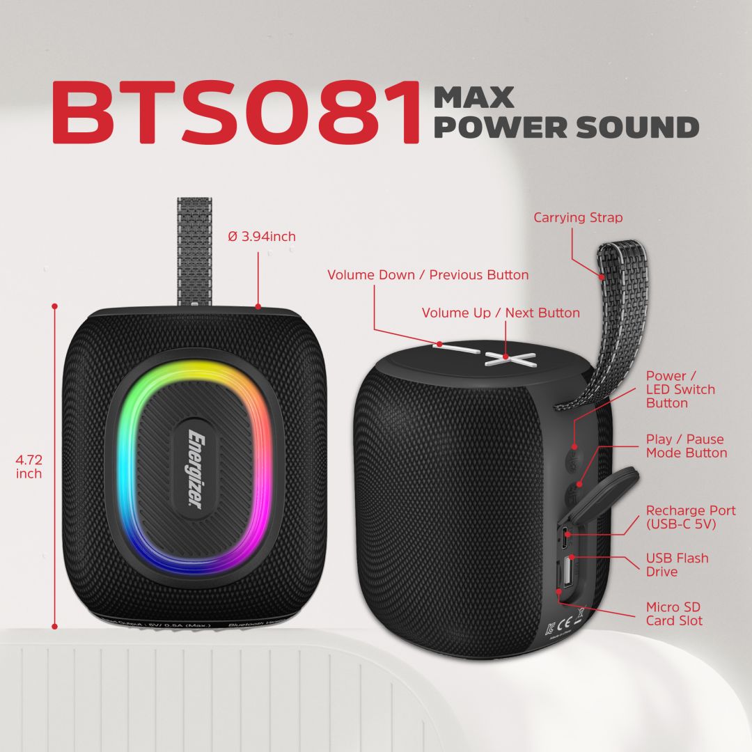 Energizer BTS081 Bluetooth Speaker with PowerBank Black