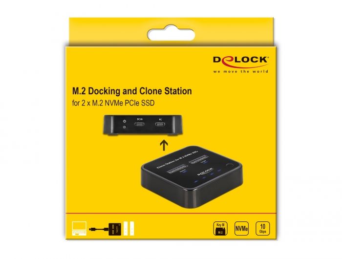 DeLock M.2 Docking Station for 2 x M.2 NVMe PCIe SSD with Clone function