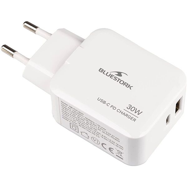 Bluestork PW-NB-30-C-A/2 30W USB-C PD Charger White