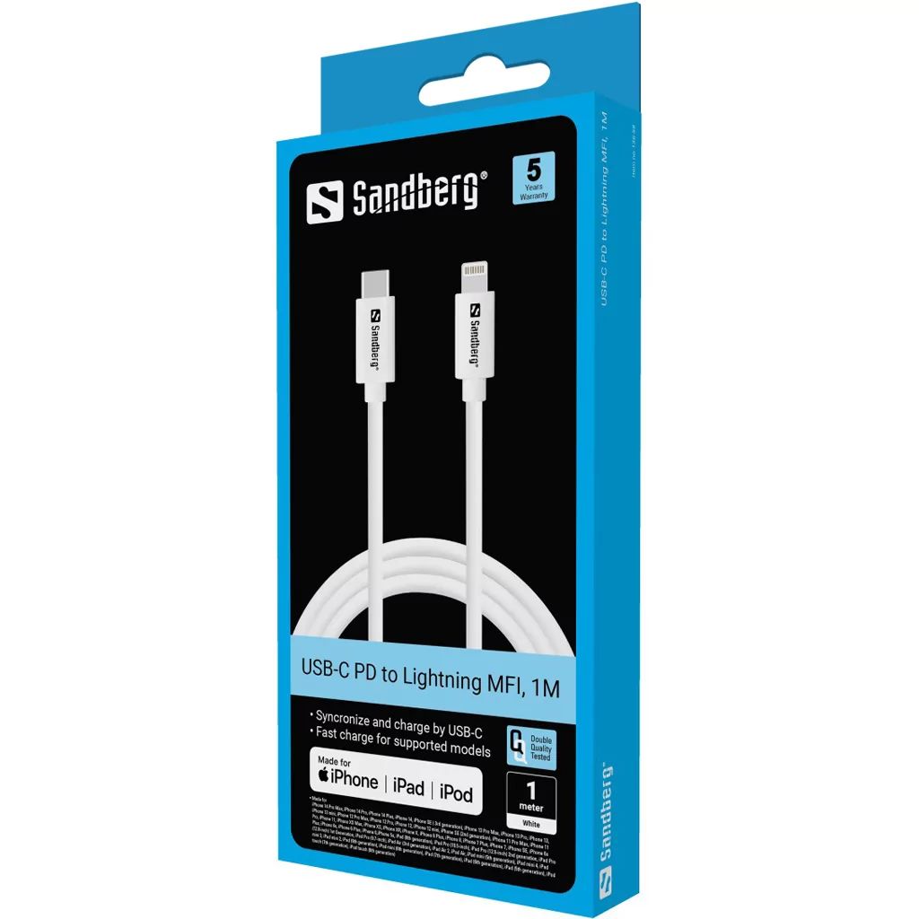 Sandberg USB-C PD to Lightning 1m White