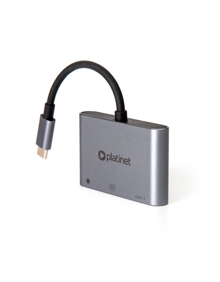 Platinet USB-C 3.2 Gen2 10GB/S Media Hub 3in1 HDMI 4K USB-A 3.2 USB-C PD 100W Aluminium