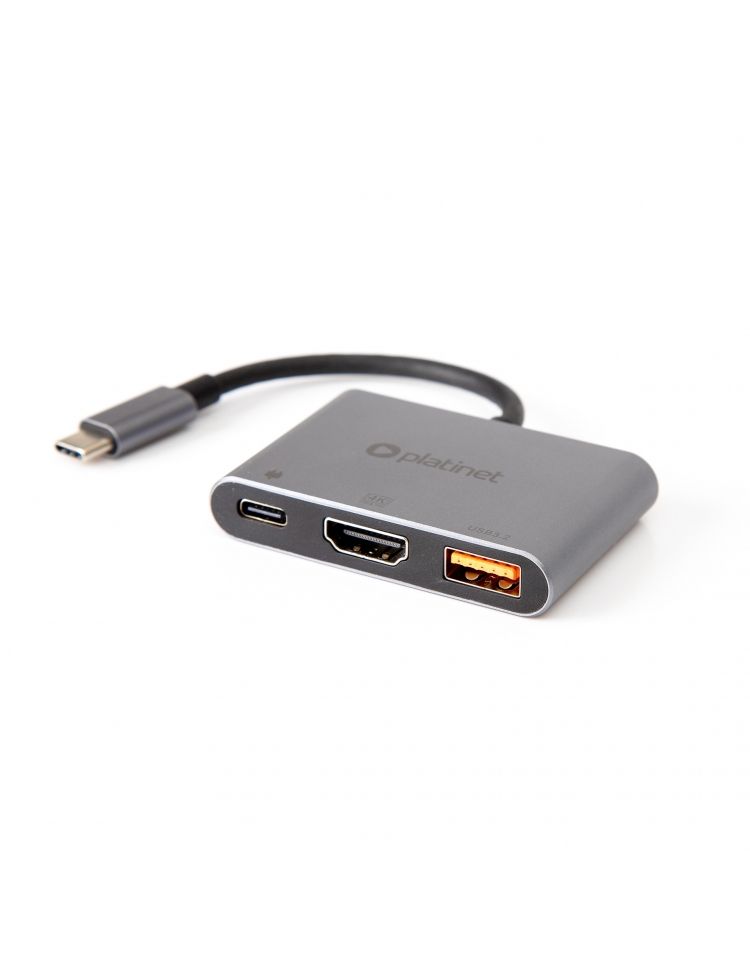 Platinet USB-C 3.2 Gen2 10GB/S Media Hub 3in1 HDMI 4K USB-A 3.2 USB-C PD 100W Aluminium