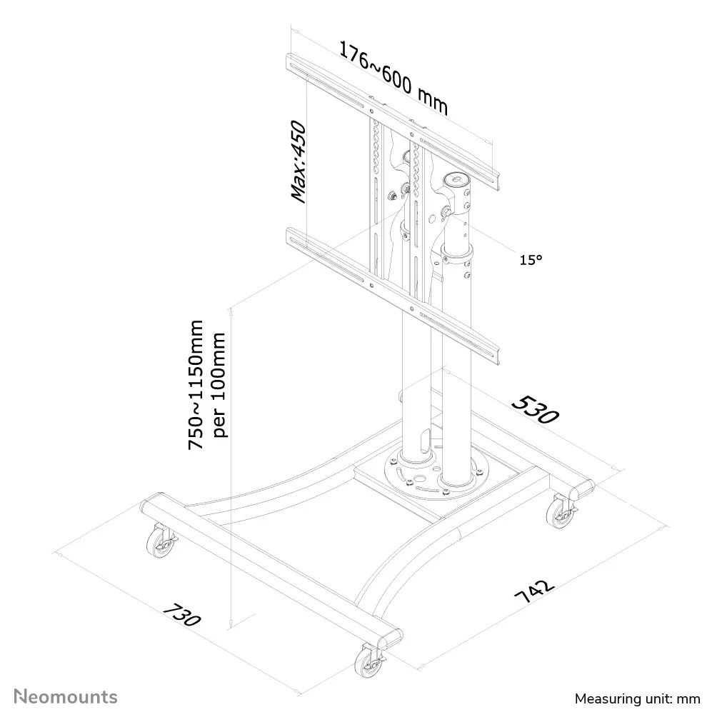 Neomounts PLASMA-M1200 Mobile Monitor/TV Floor Stand for 27