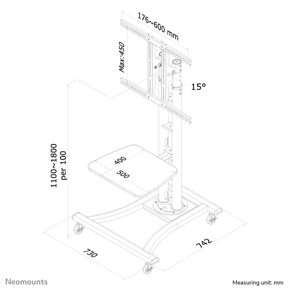Neomounts PLASMA-M1800E Mobile Monitor/TV Floor Stand for 27