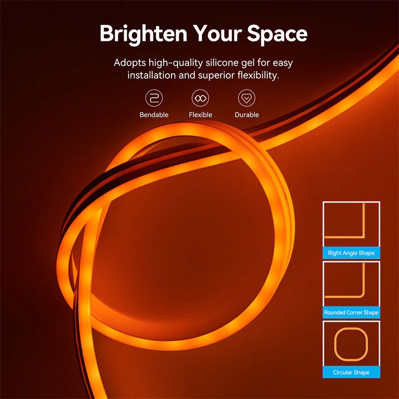 Vention Silicone Neon LED Strip Lights with IR Remote and DC 12V Power Supply