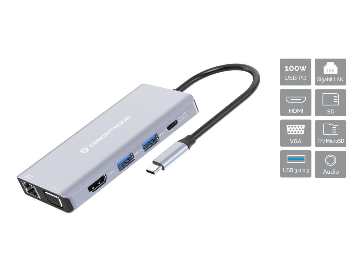 Conceptronic  DONN20G Docking Station Grey