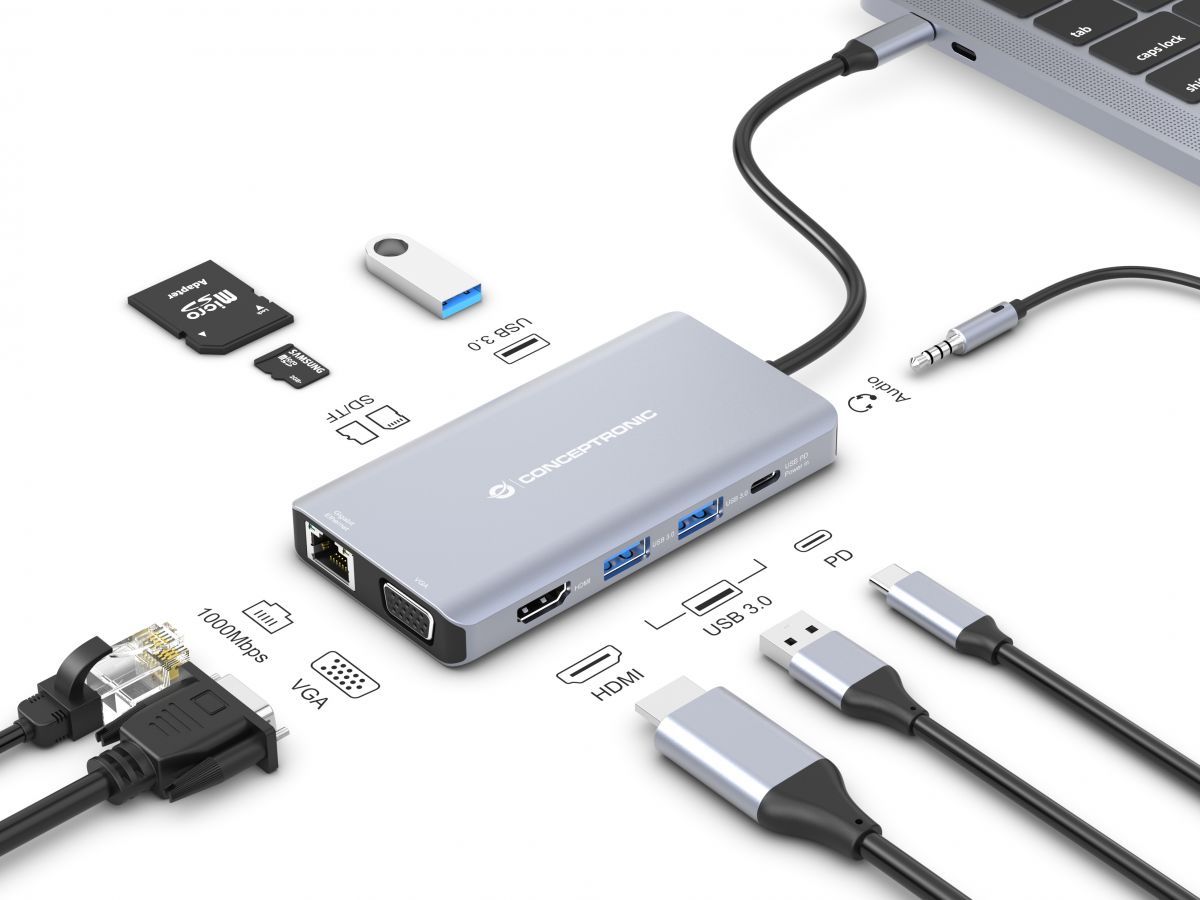 Conceptronic  DONN20G Docking Station Grey