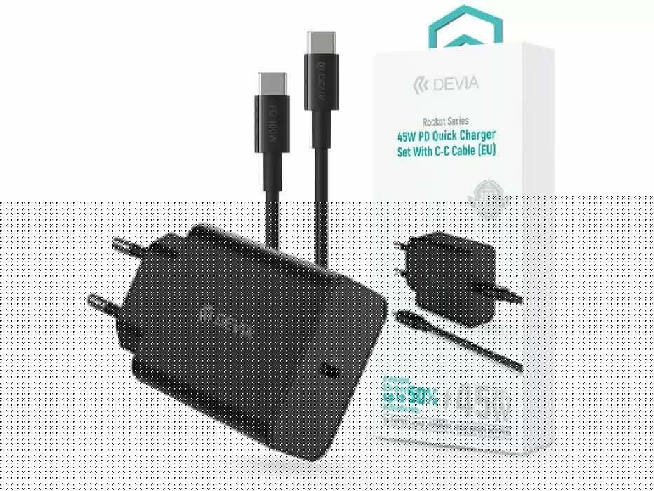 Devia ST111141 Rocket Series 45W PD+QC Quick Charger Black