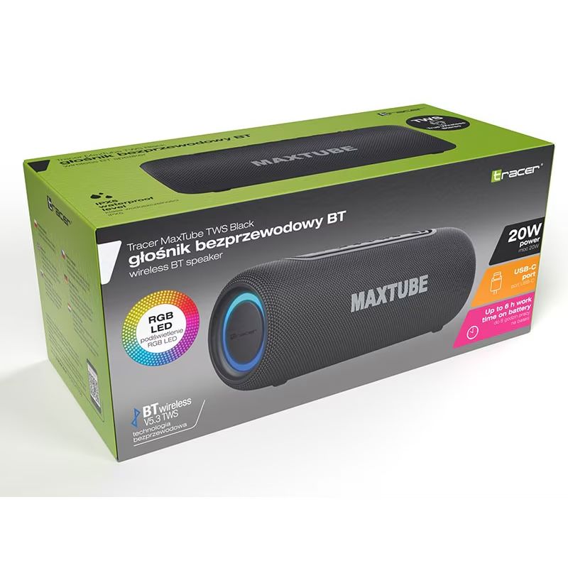 Tracer MaxTube 20W Bluetooth Speaker Black