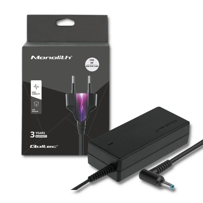 Qoltec 50051 19,5V / 3,33A 65W 4,5x3mm HP hálózati notebook töltő