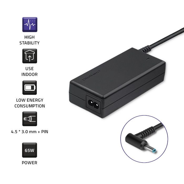 Qoltec 50051 19,5V / 3,33A 65W 4,5x3mm HP hálózati notebook töltő