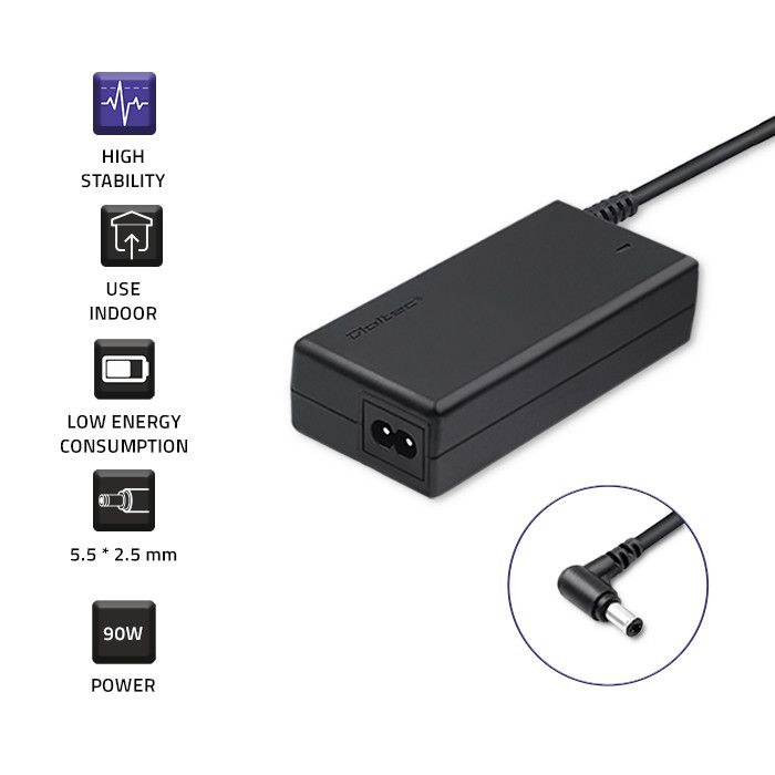 Qoltec 50075 19V / 4,9A 90W 5,5x2,5mm Asus hálózati notebook töltő