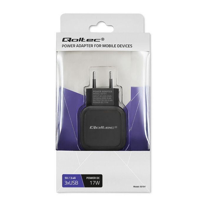 Qoltec 17W Mobile Device Charger Black
