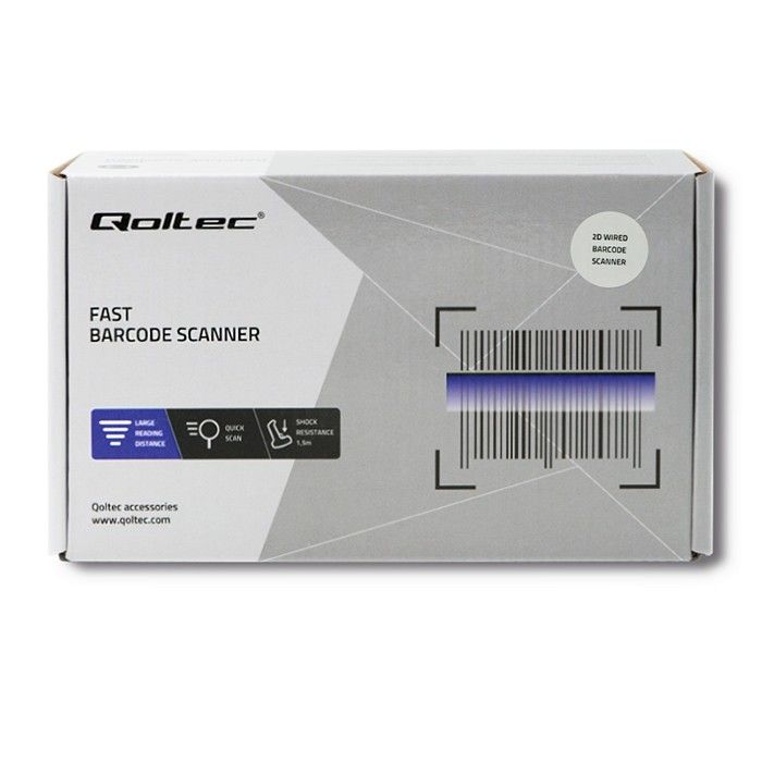 Qoltec Wired QR & Lézer vonalkódolvasó USB Black 