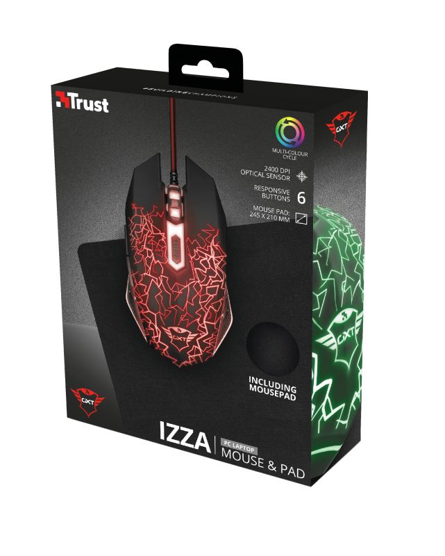 Trust GXT 783 Izza Gaming Mouse + Mouse Pad Black