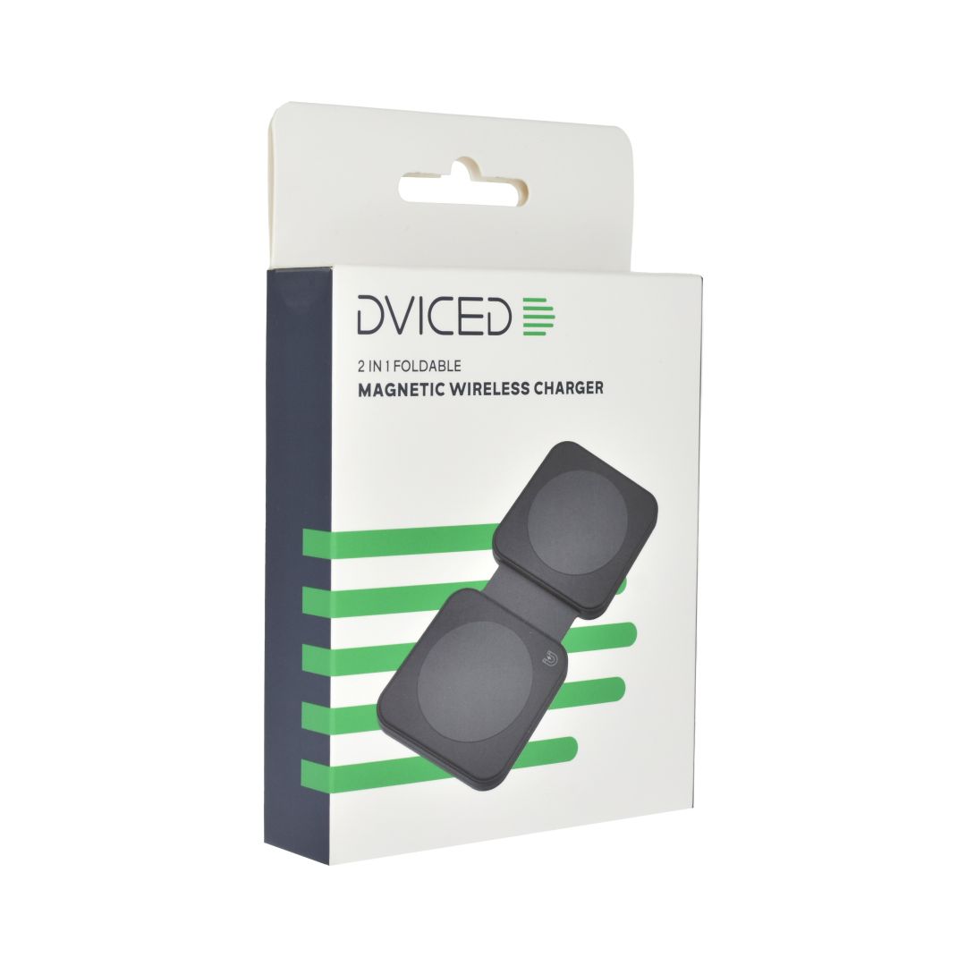 Dviced 2-in-1 Foldable Magnetic Wireless charger Black