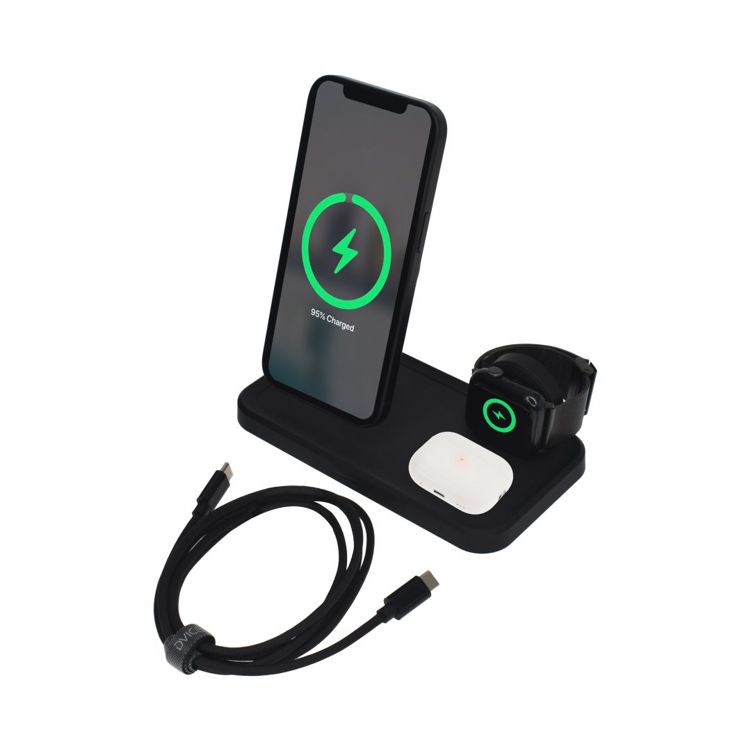 Dviced 3-in-1 Magnetic Wireless Charger 10W Fast Charge Black