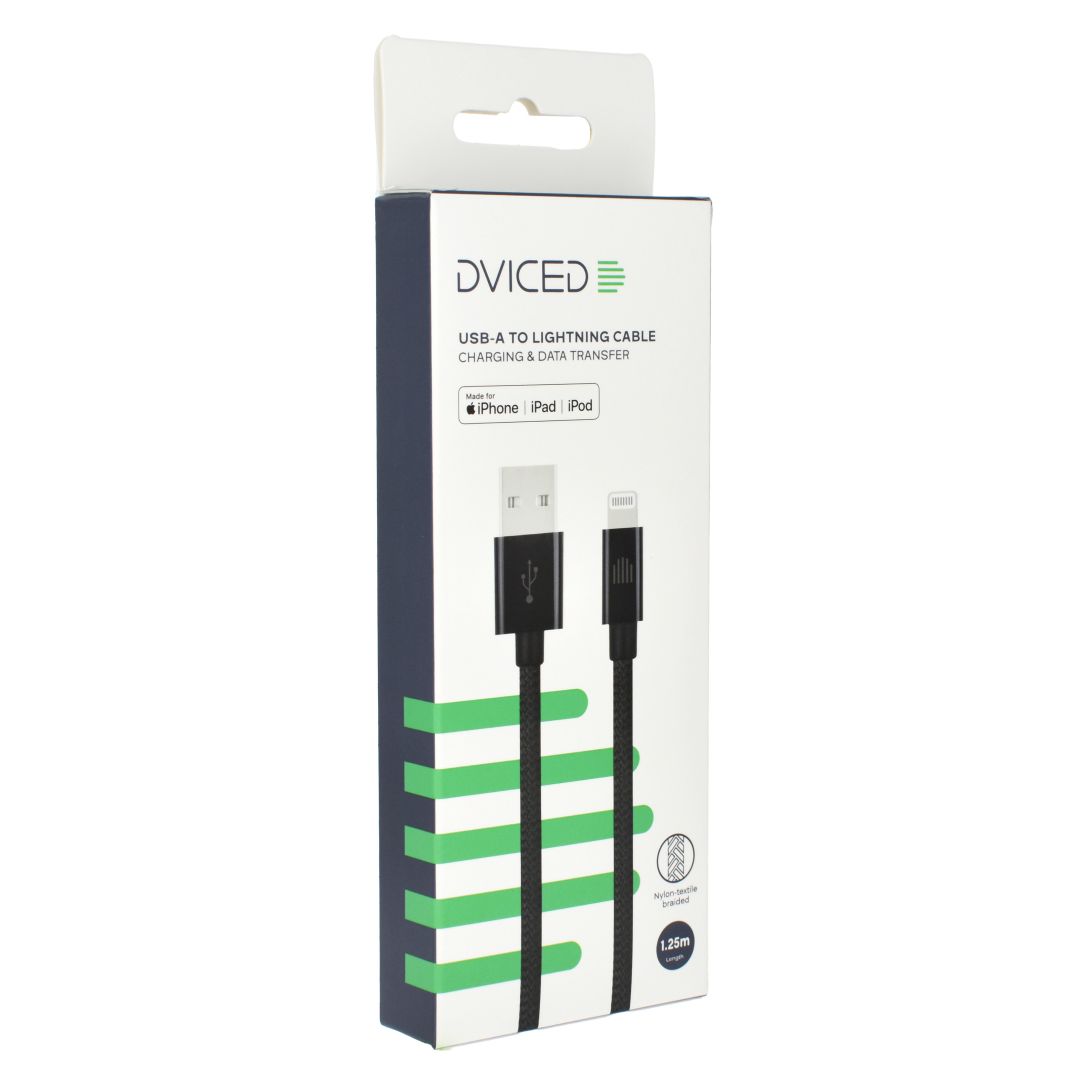 Dviced USB-A to Lightning cable 1,25m Black