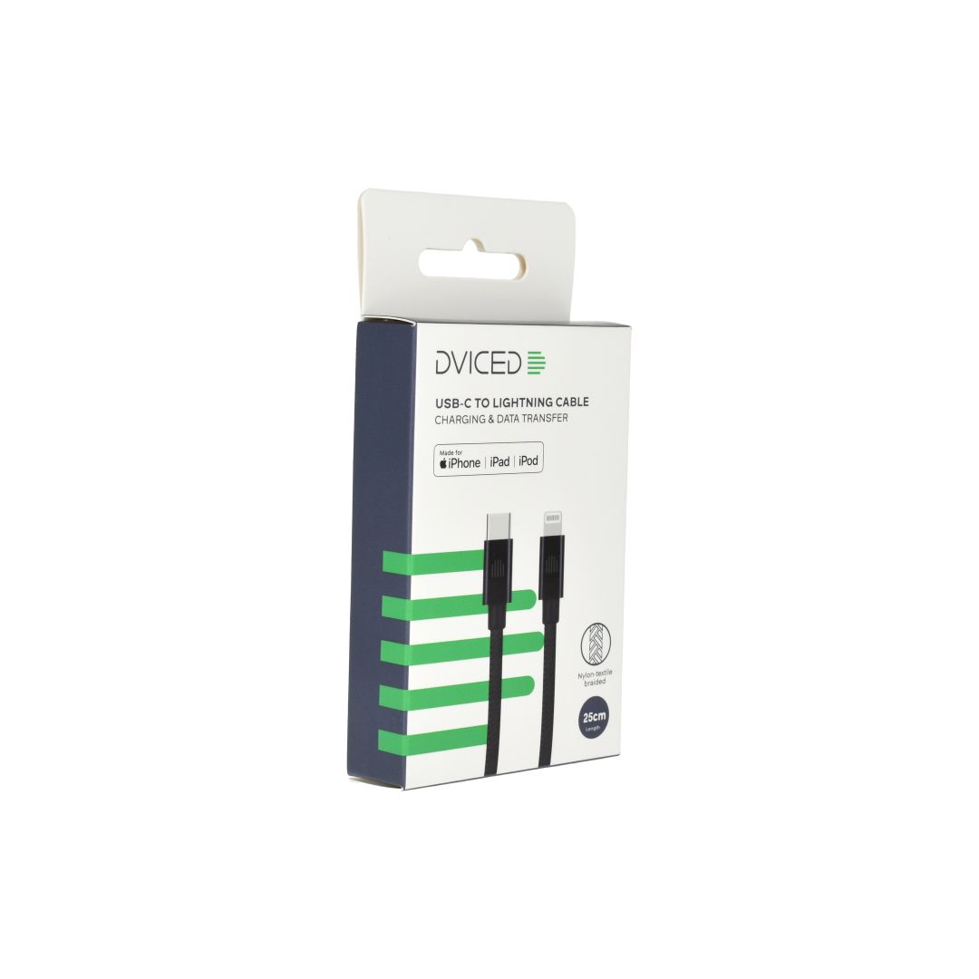 Dviced USB-C to Lightning Cable 0,25m Black