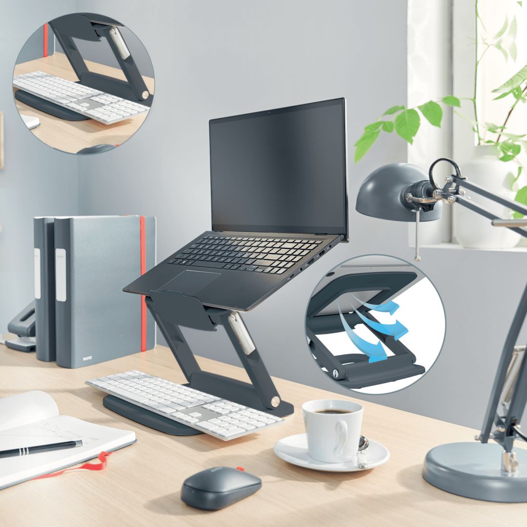 Leitz Ergo állítható laptopállvány 80%-ban újrahasznosított műanyagból Grey