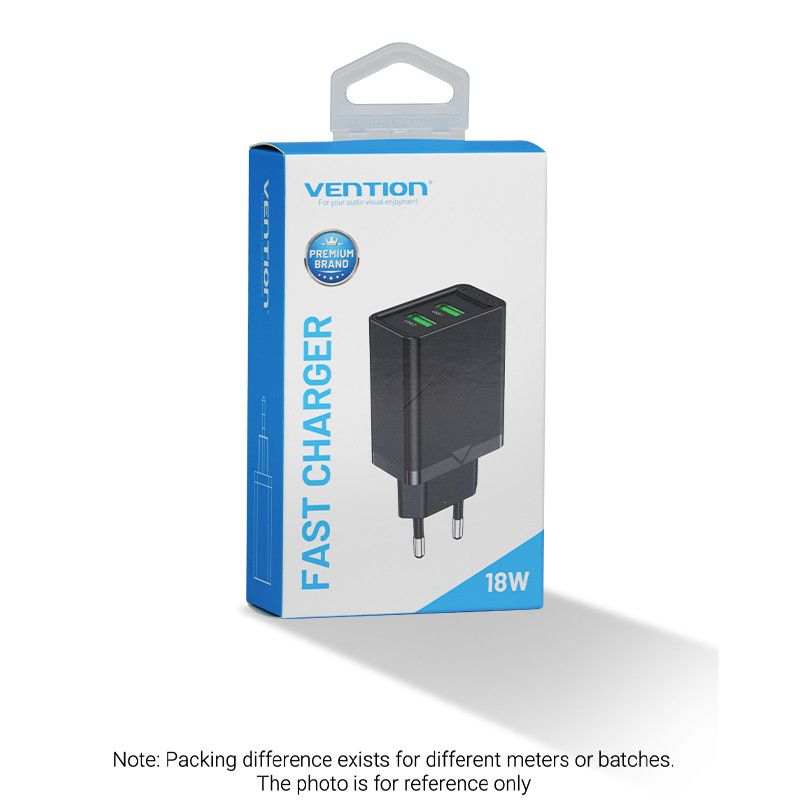 Vention 18W Dual Fast Charger Black