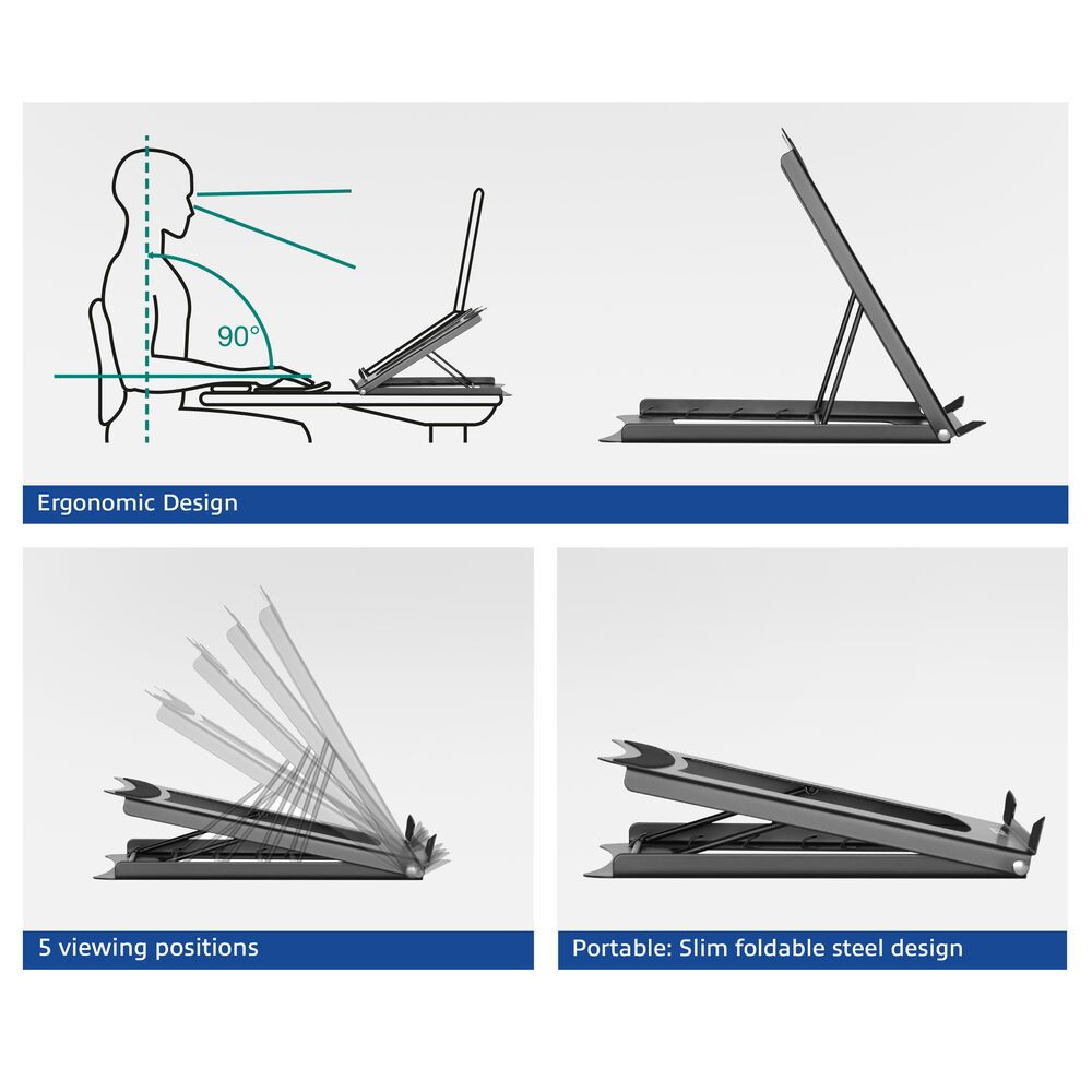 ACT AC8145 Összecsukható laptop állvány 5 állítható magasságú pozícióval