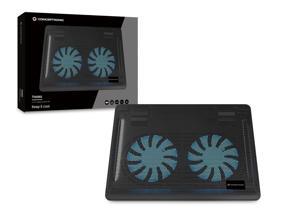 Conceptronic  CNBCOOLPAD2F 2 ventilátoros laptop hűtőpad Black