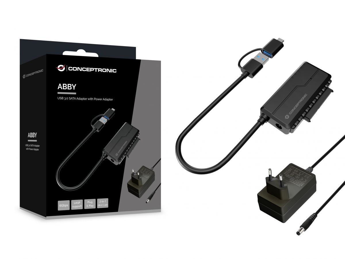 Conceptronic  ABBY21B USB to SATA 3.0 Adapter with Power Adapter 2.5
