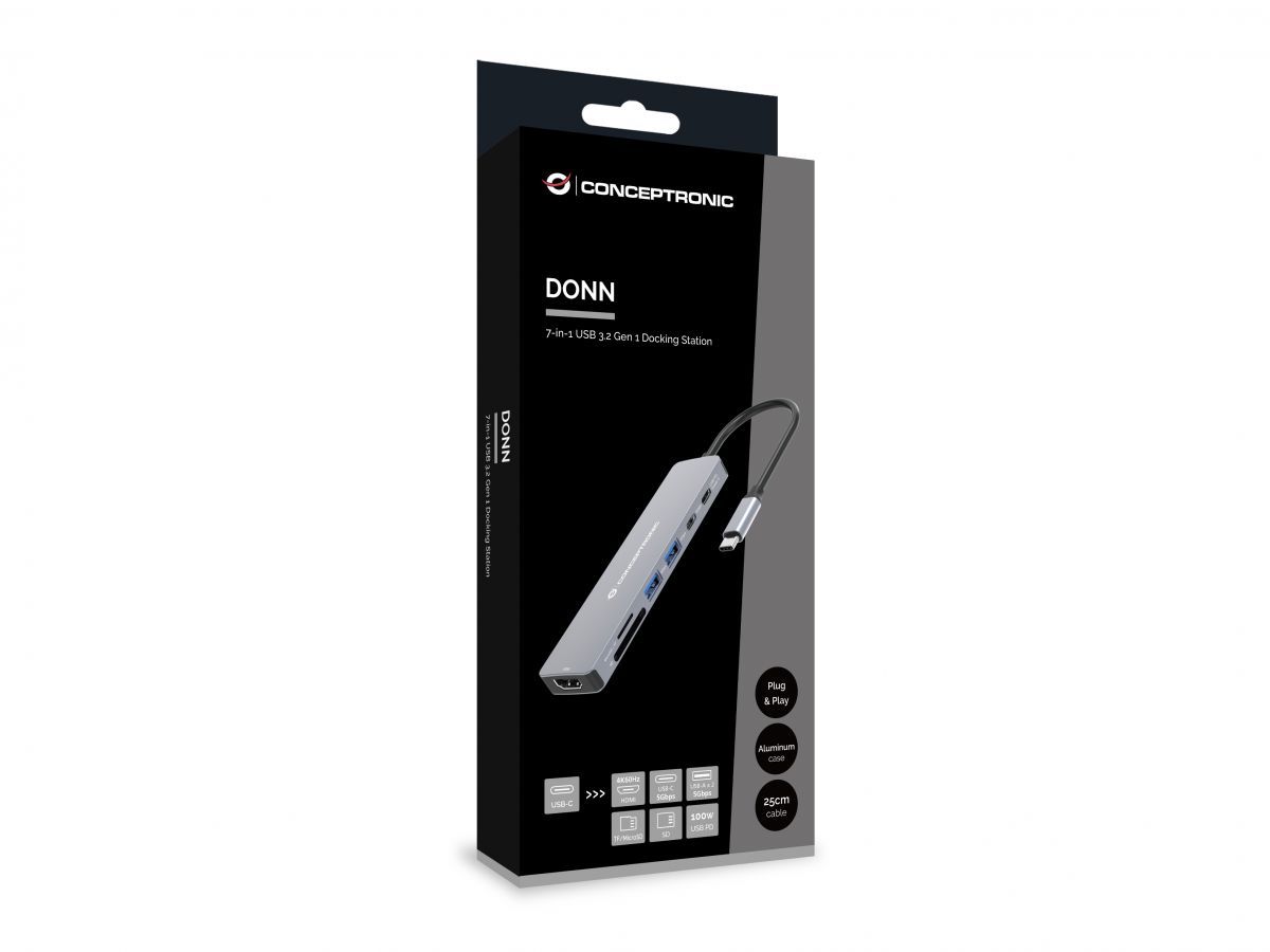Conceptronic  DONN28G 7-in-1 USB 3.2 Gen 1 Docking Station