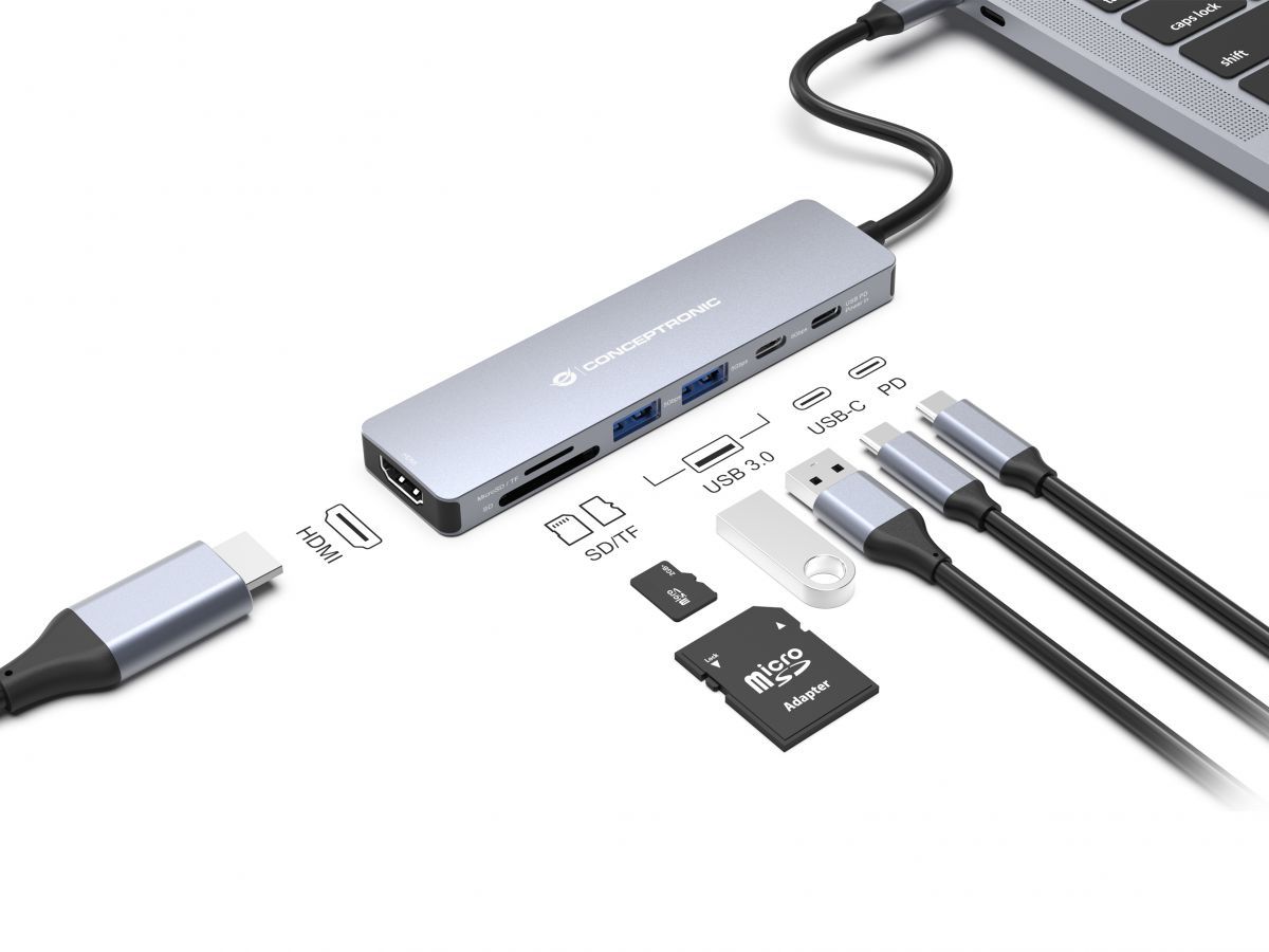 Conceptronic  DONN28G 7-in-1 USB 3.2 Gen 1 Docking Station
