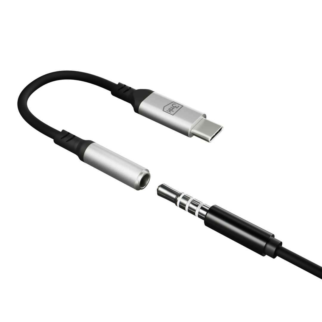 3mk Adapter USB-C - Jack 3,5 mm Black
