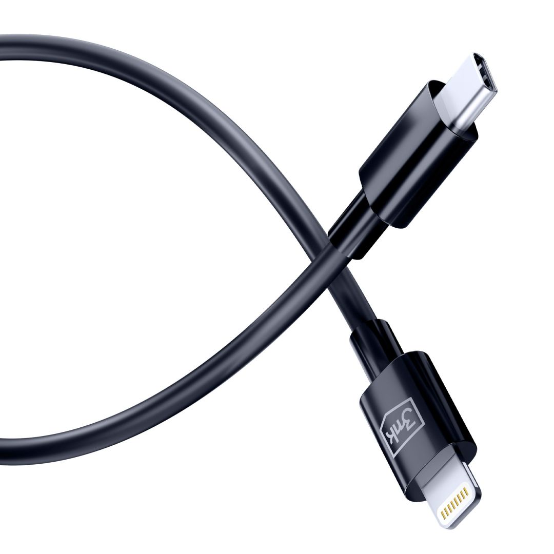 3mk Hyper kábel C - Lightning 20W 1,2m Black