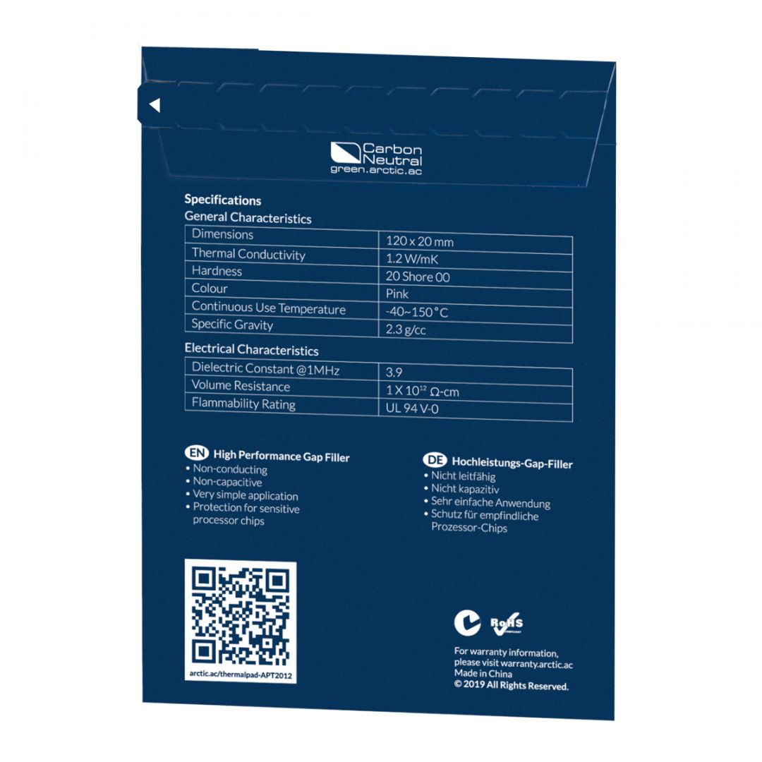Arctic Thermal Pad Basic 120x20x1mm Hővezető lap (4 lap/csomag)