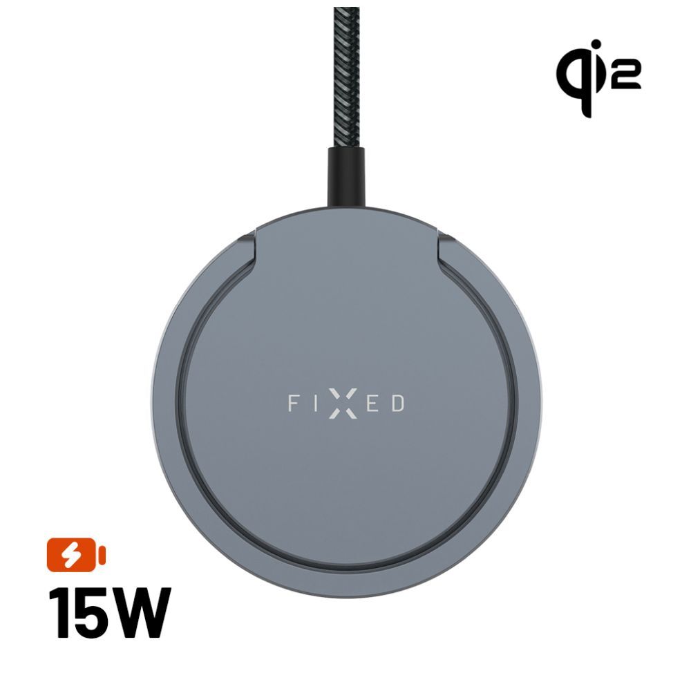 FIXED MagPad Qi2 vezeték nélküli töltő, MagSafe támogatás szürke