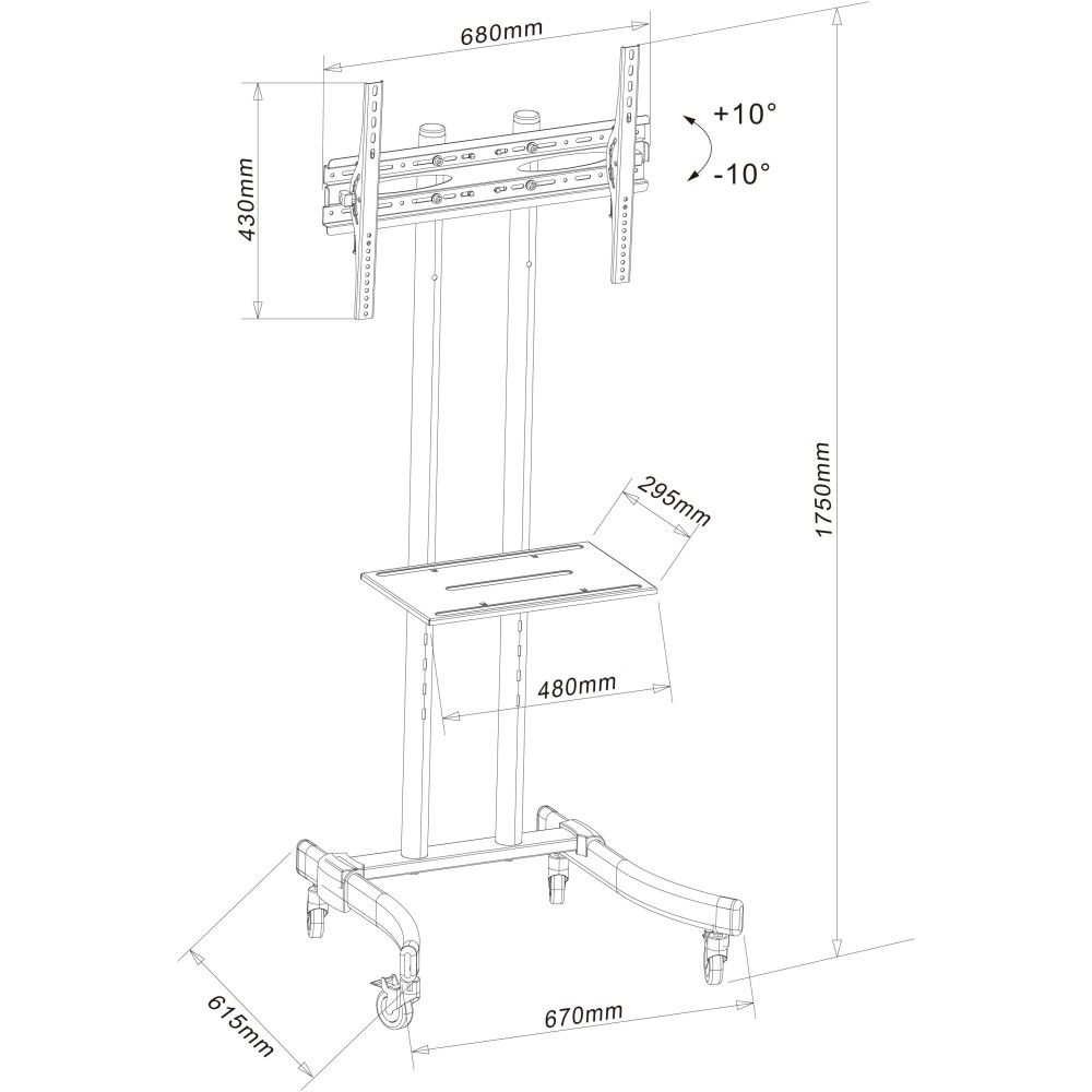 TECHLY  Mobile TV Stand/Trolley for LED/LCD 32-70