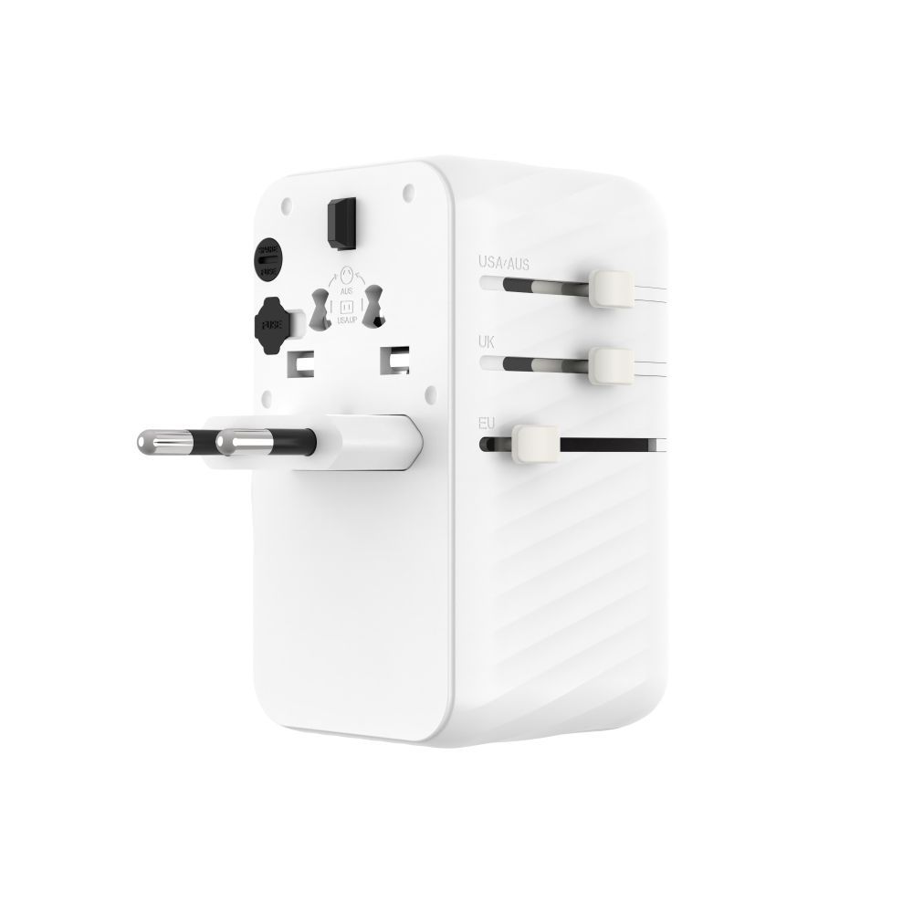 FIXED Voyager utazó adapter 4xUSB-C/1xUSB GaN 85W, fehér