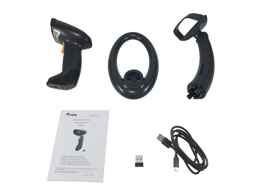 EQuip Wireless 2D Barcode Scanner with Stand Vonalkódolvasó Black