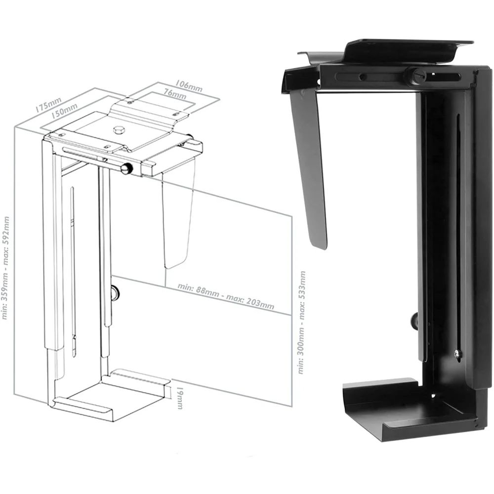 TECHLY  ICA-CS 66 Under-Desk/Wall PC Mount Black