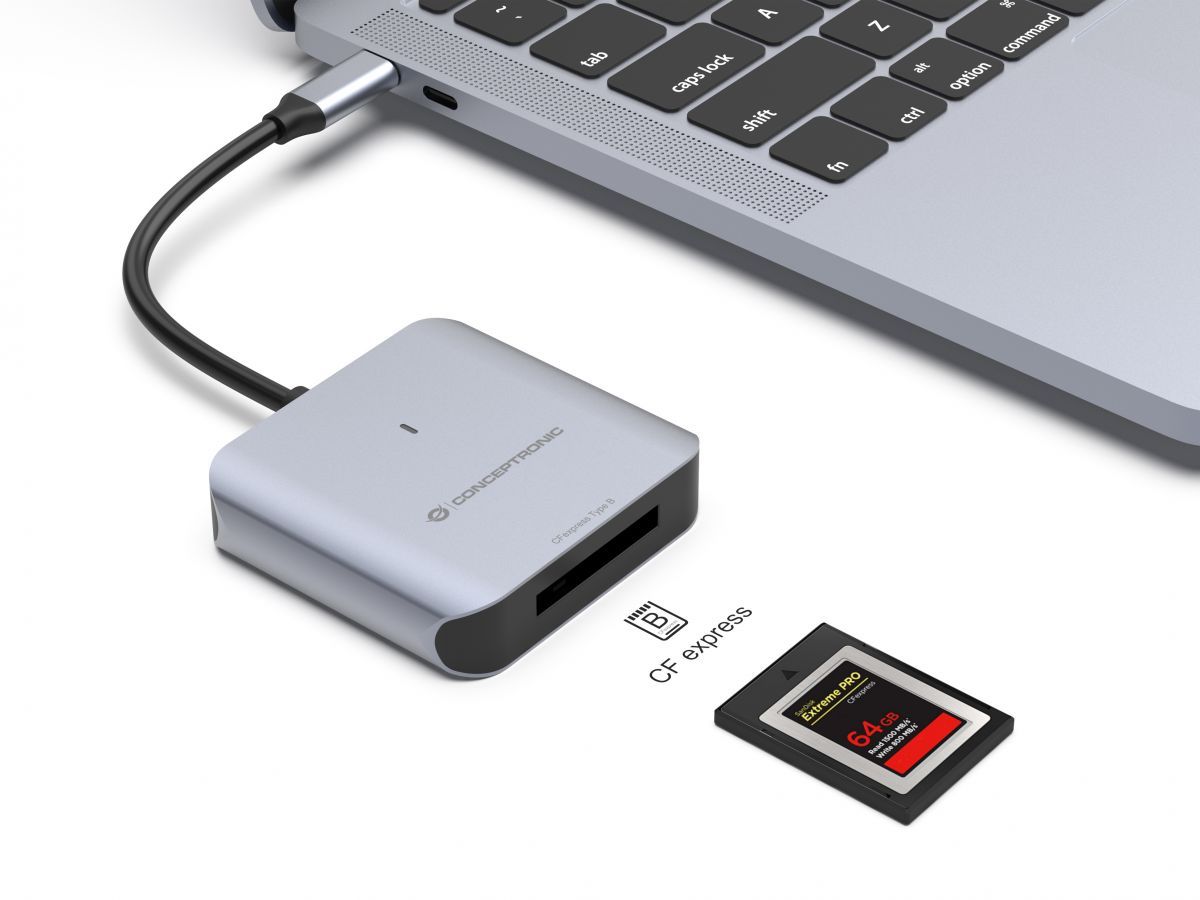 Conceptronic  BIAN08G CFexpress 2.0 Type B Card Reader USB 3.2 Gen 2 Grey