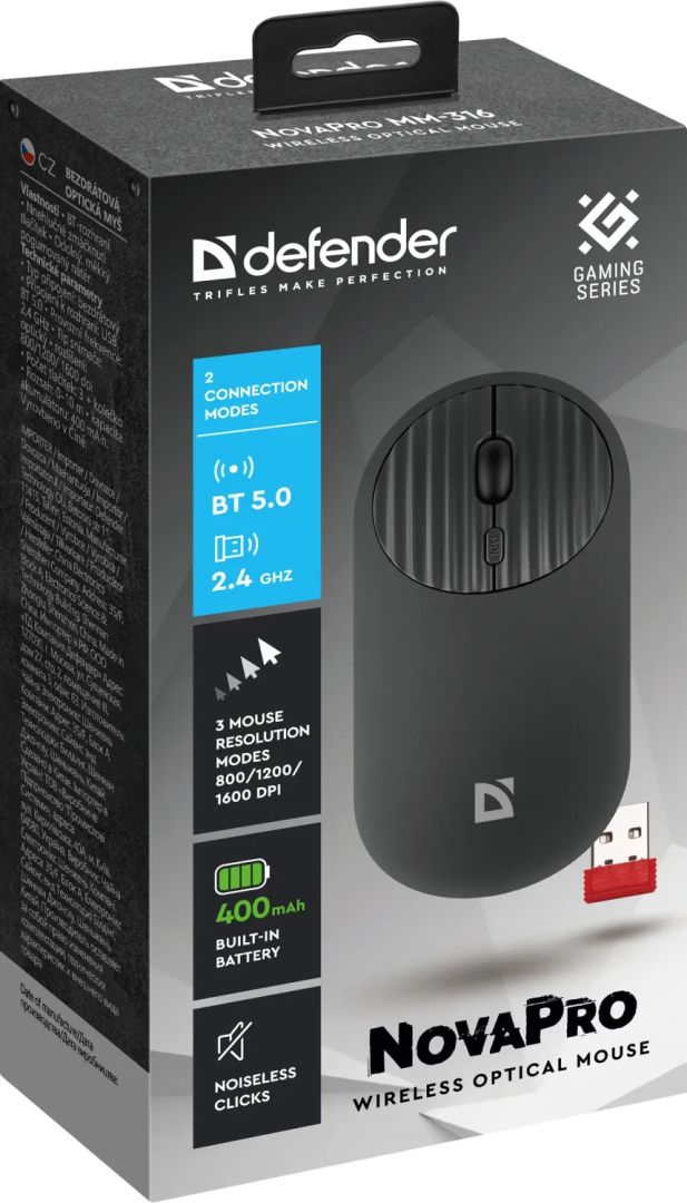 Defender Novapro MM-316 Wireless Bluetooth Mouse Black