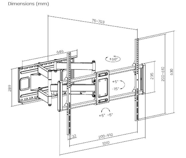 Gembird WM-120ST-01 Full-motion TV wall mount 60