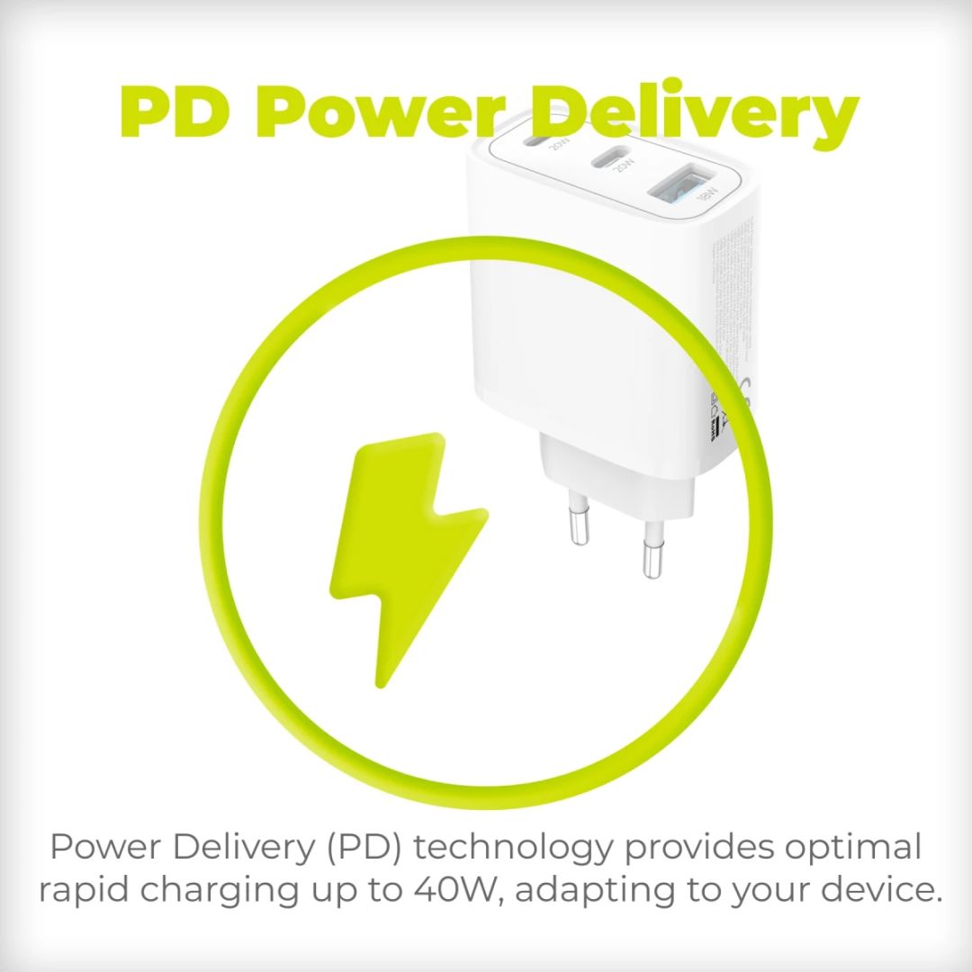 Mobile Origin GaN 40W Wall Charger MO13, 1 USB-A + 2 USB-C
