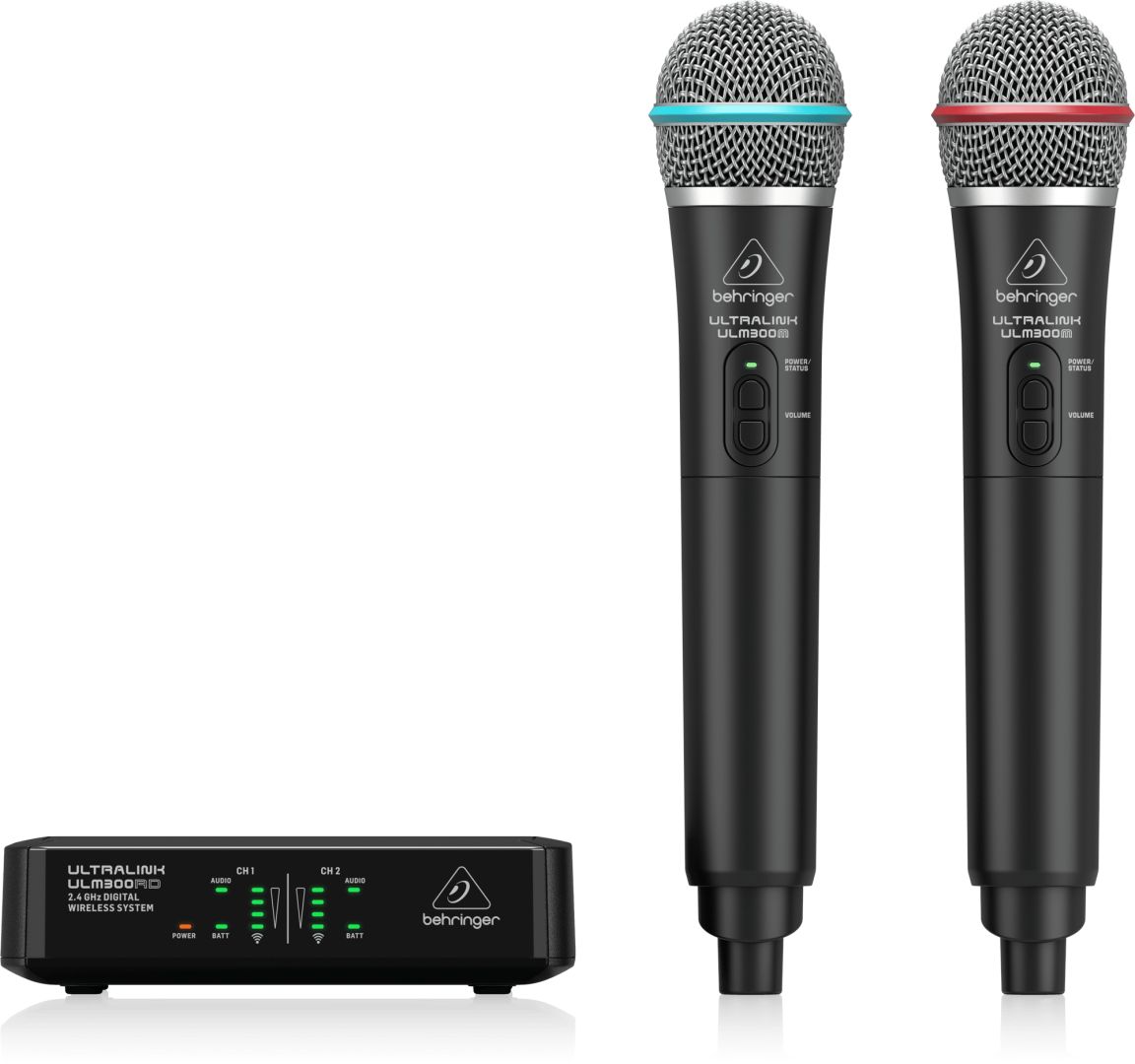 Behringer ULM302MIC High-Performance 2.4 GHz Digital Wireless System with 2 Handheld Microphones and Receiver Black