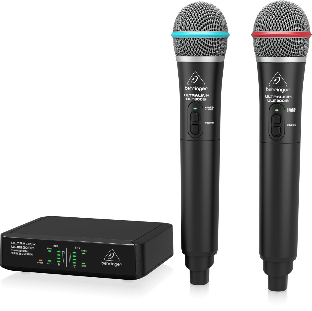 Behringer ULM302MIC High-Performance 2.4 GHz Digital Wireless System with 2 Handheld Microphones and Receiver Black