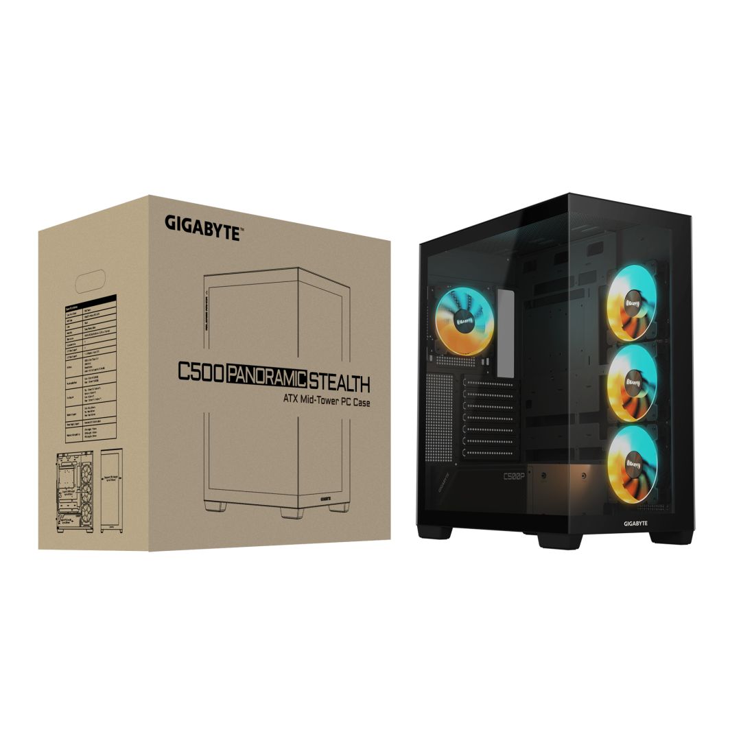Gigabyte C500 Panoramic Stealth Tempered Glass Black